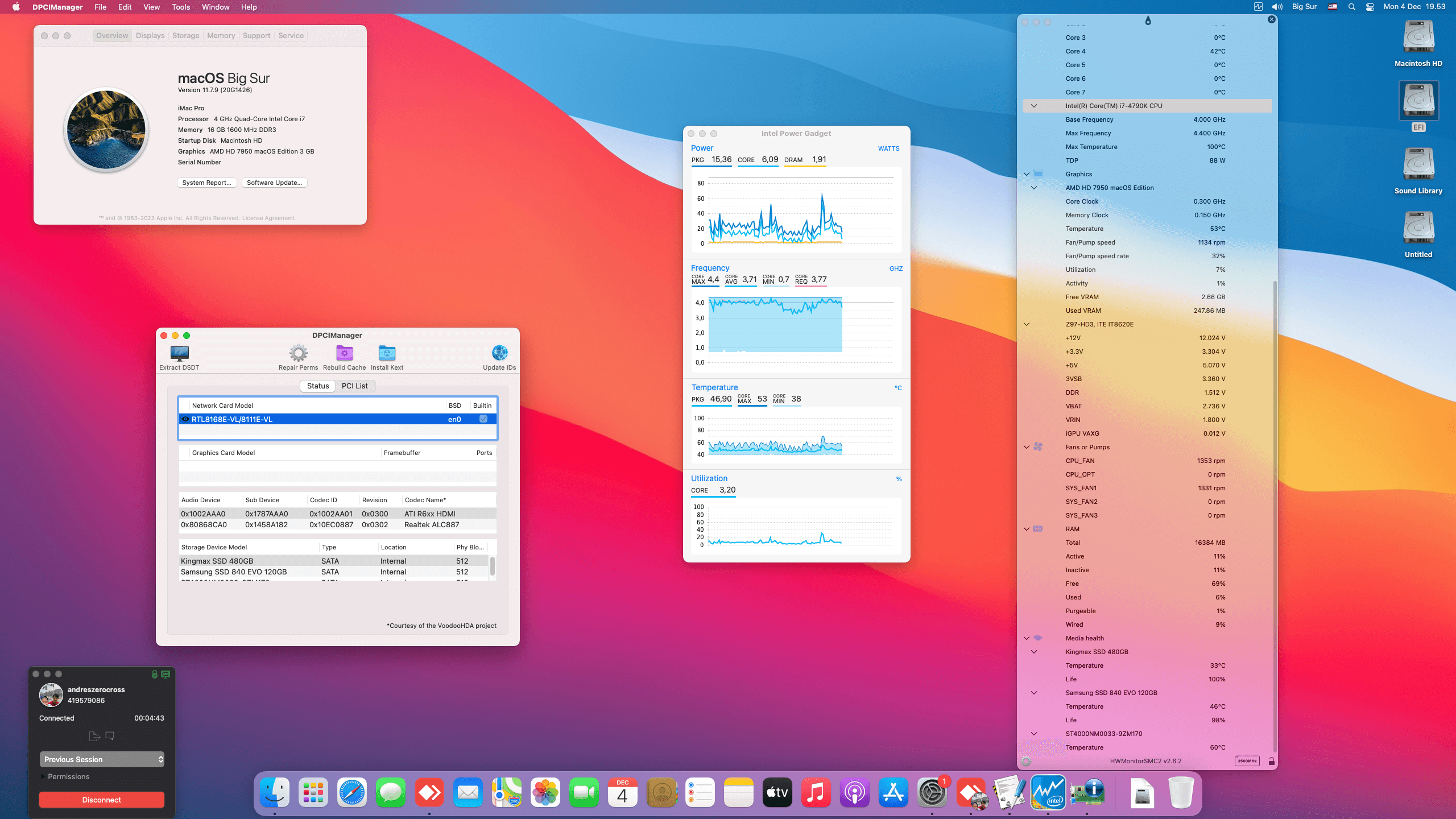 Success Hackintosh macOS Big Sur 11.7.9 Build 20G1426 in Gigabyte GA-Z97-HD3 + Intel Core i7 4790K + AMD HD 7950